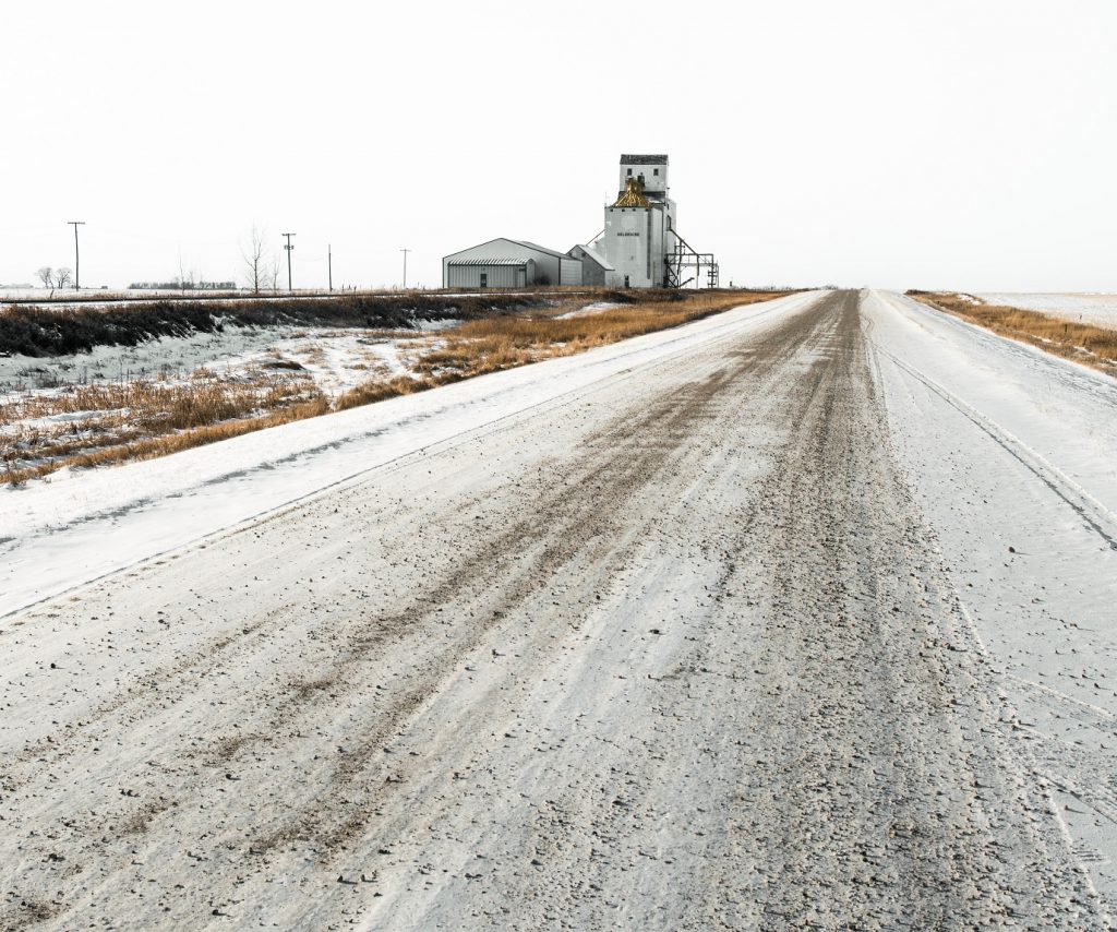gravel road in the snow