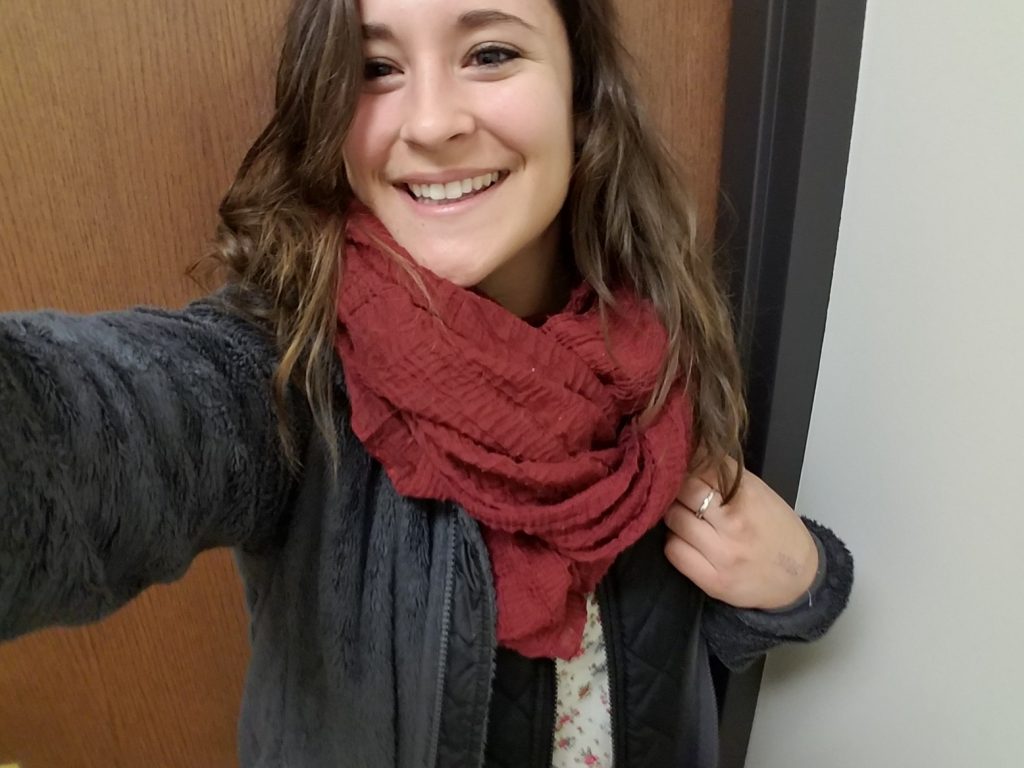 smiling happy girl with scarf