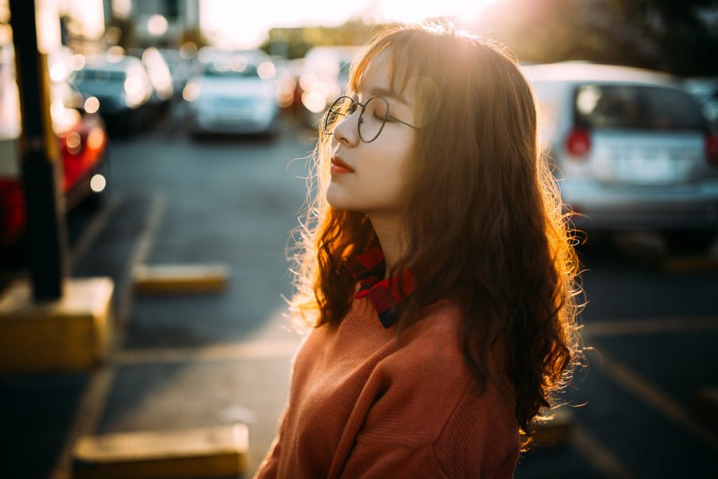 girl looking up at the sky, carry god's spirit within you