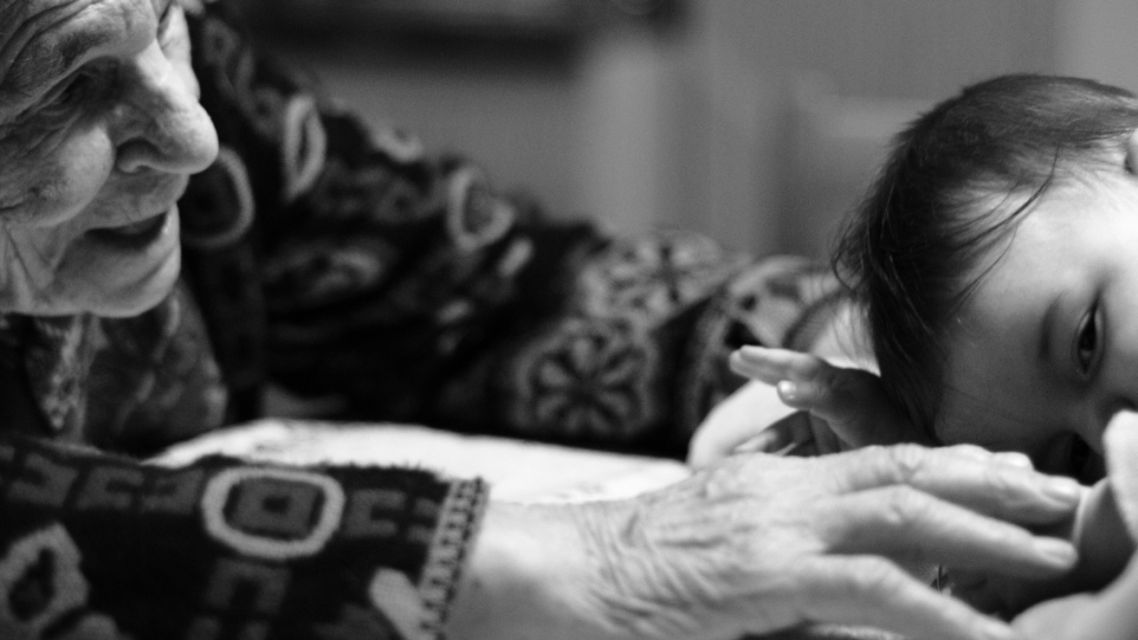 grandmother playing with grandchild