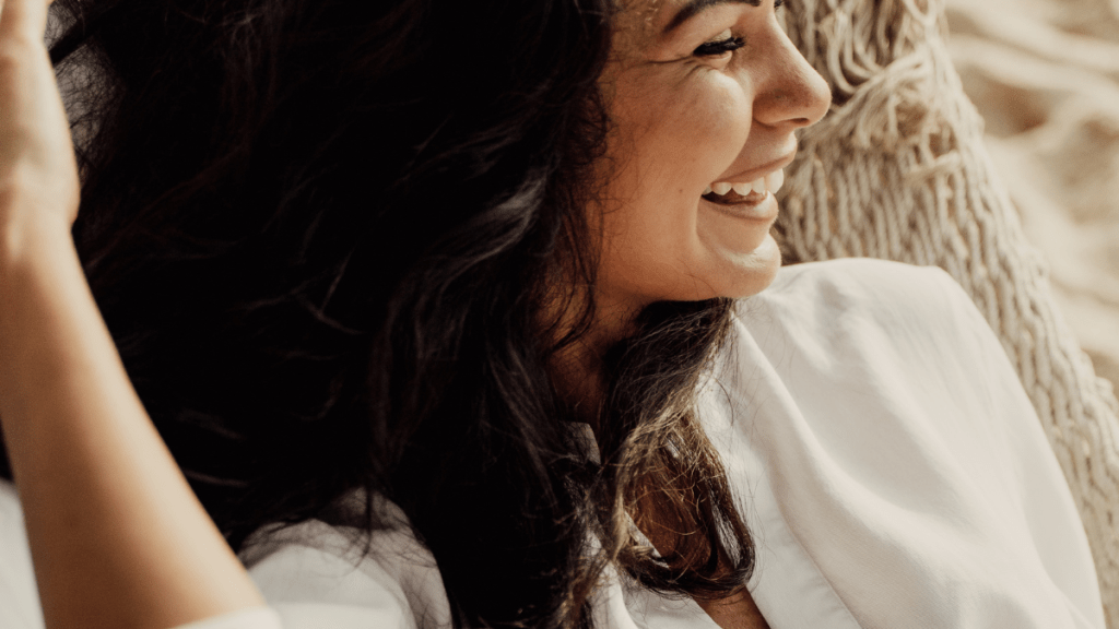 happy woman who knows her worth
